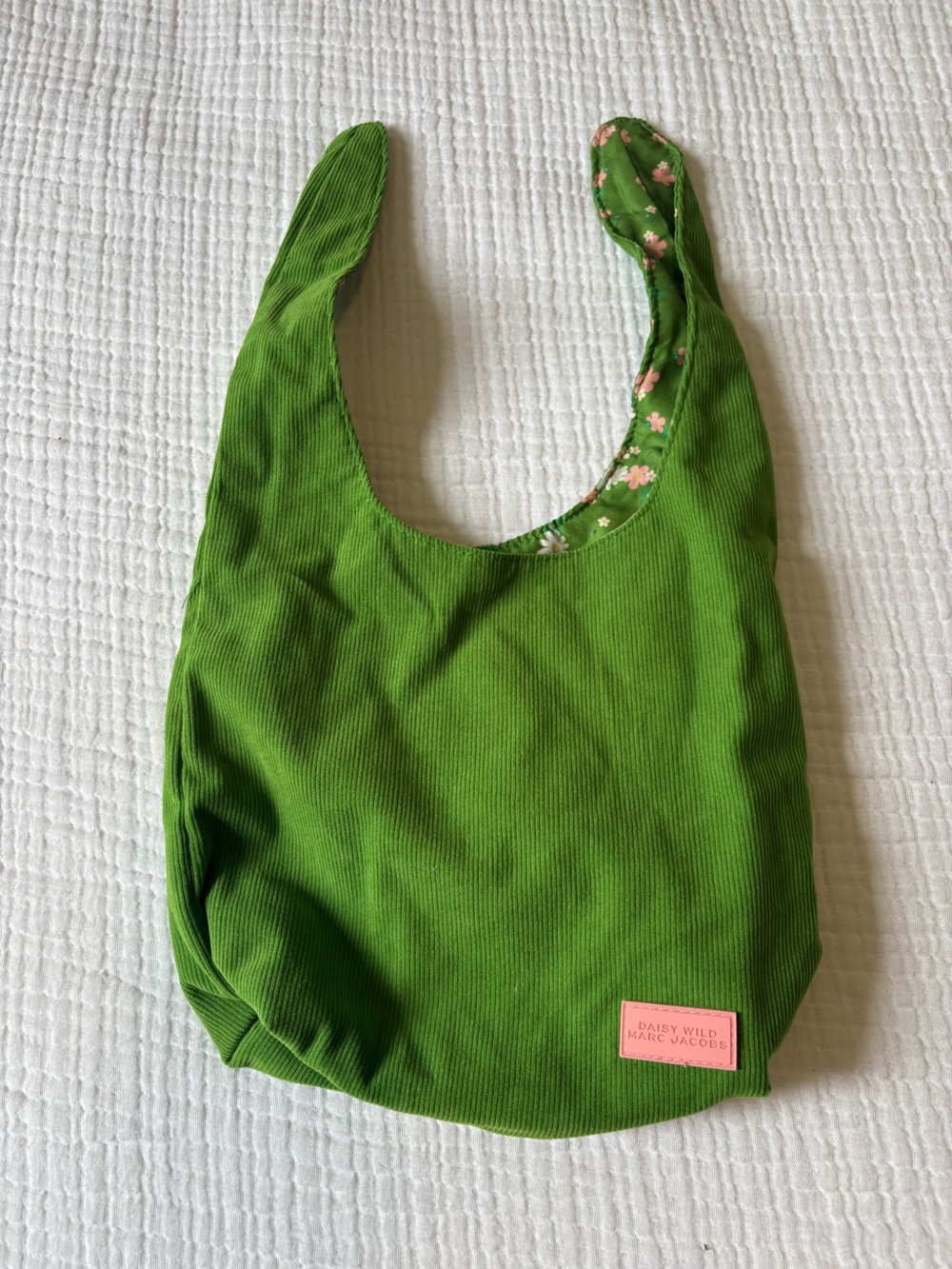 Marc Jacobs Green Corduroy Tote with Floral Lining